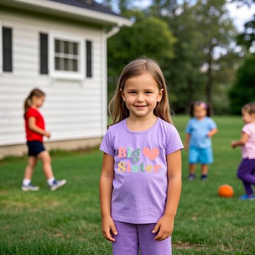 Image of Big Sister Shirt Toddler Girls T-Shirt Promoted to Big Sister Clothes Outfit Announcement Tees Little Kids Top 2-7T