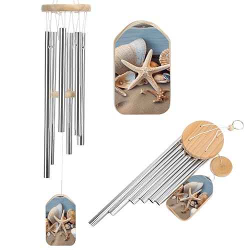 Outdoor Wind Chimes, Seashells Starfish Sand Printed Wind Chimes,Simple Wind Chimes,Curtain Wind Chimes for Home Decoration