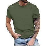 Shznruwy Leicht T-Shirt Herren Kurzarm Basic Tee Sommer Rundhals Tshirt Lockere Einfarbig Shirt Lässig Fitnessstudio Kurzarmshirt Casual Outdoor Sommershirt Cooles Design Sportshirt Tops Oberteile