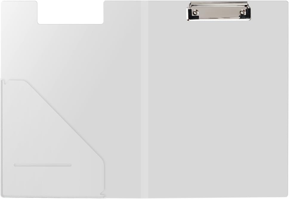 AWEBUY Clipboard Folder File Padfolio with Refillable Notepads Portfolio for Conference Document Business Letter Size Writing Pad Organizer Office Stationary (Clear)