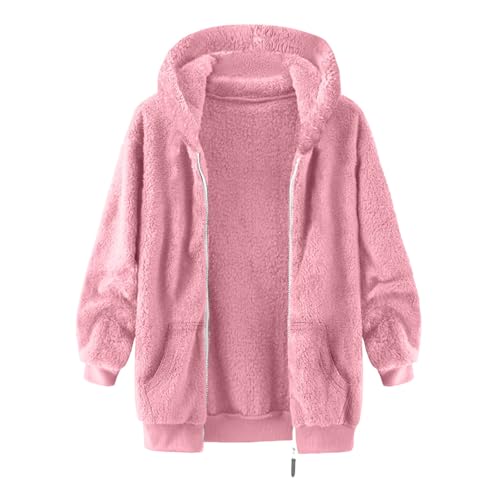 Kids Sherpa Jacket Fall Winter Warm Thick Fleece Zip up Hoodies for Teen Girls Boys Casual Fashion (Pink, 14-15 Years)2