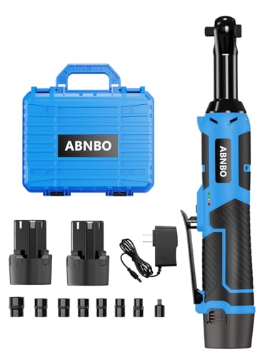 ABNBO 3/8' Extended Cordless Electric Ratchet Wrench 12V Long Neck Electric Ratchet,40 Ft-lbs 400RPM...