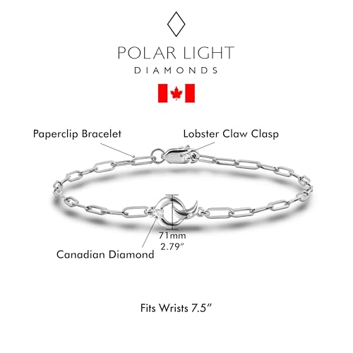 Image of Polar Light Signature Canadian Diamond Charm Bracelet in .925 Sterling Silver - Choice of Rolo or Paperclip Style Chain