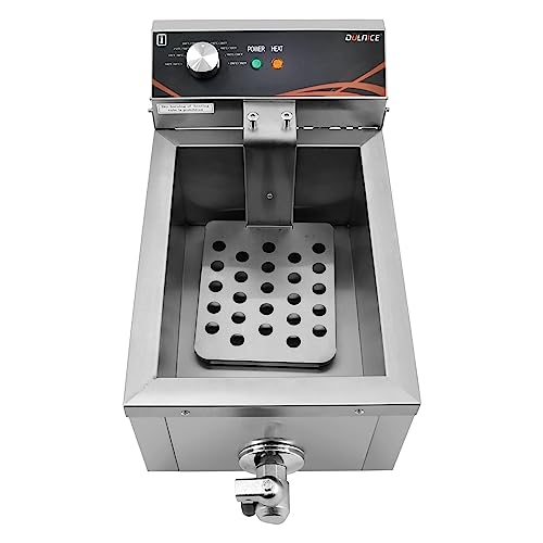 DULNICE Fritteuse Commercial Friteuse mit Fett mit Ölventil 6L, 3000W Elektrische Fritteuse mit Korb & Deckel, Fritteuse mit öl 60°C-200°C für Küche und Haushalt – Bild 8