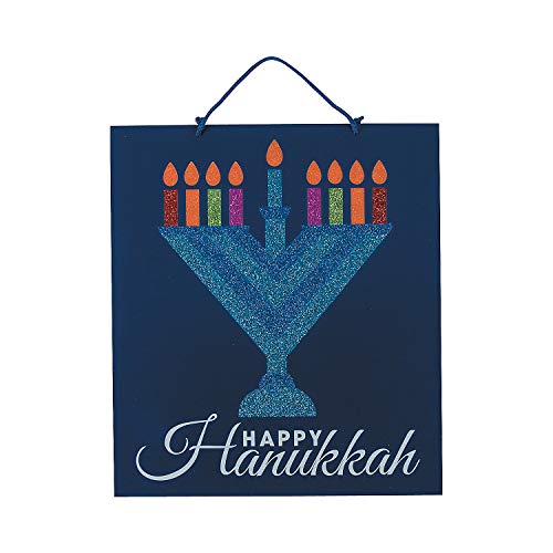Menorah Glitter Wall Sign for Hanukkah (wood) Home Decor