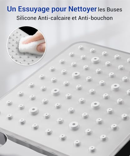 Pommeau de douche haute pression argenté Newentor avec 6 modes - 6