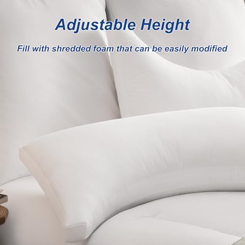 Image of ACCURATEX Side Sleeper Pillow King Size, Adjustable Memory Foam Pillow | Hybrid memory foam & down alternative pillow for neck pain relief. 100% cotton cover, side back & head support