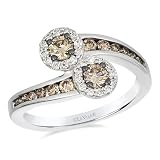 LE VIAN 3/4 Carat Vanilla and Chocolate Diamond Statement Ring for Women | 14K White Gold Spiral Design Ring for Her (G-H, Brown, VS2-SI1, 0.79 Cttw) Promise Wedding Anniversary Size 6.5