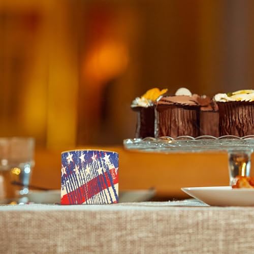 Image of American Flag Flameless Light Candles Battery Operated Candles with Color Changing Timer Remote Control Fake Pillar Candles for July 4th Patriotic Independence Day Decoration