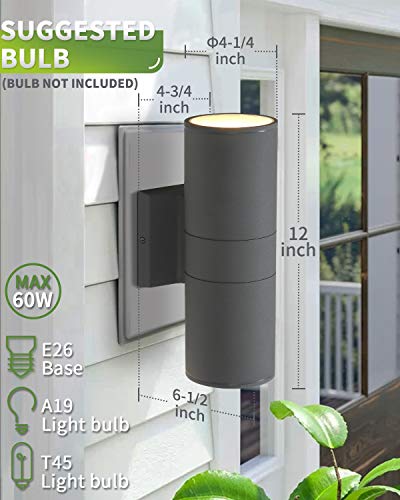 image for Modern Outdoor Wall Light 2 Pack, LMS 2-Light Aluminum Outdoor Wall Sc