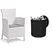 Keter Iowa Sillón de Exterior e Interior con cojín Incluido, Blanco + Mesa Nevera para jardín Cool Stool, Capacidad 39 litros, Color marrón