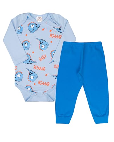 Kit 8 Peças Body Bebê Estampado Manga Longa com Calça Mijão Roupa Bebe Algodão para Menino (P)