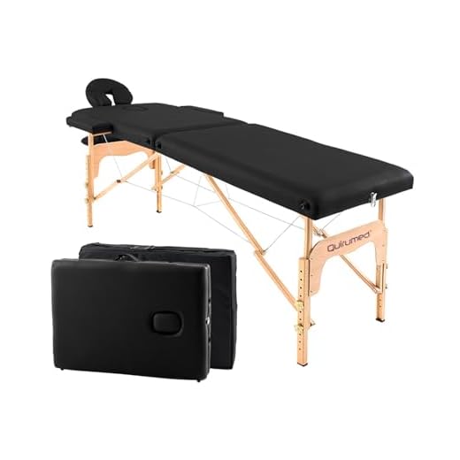 QUIRUMED Camilla de Masaje Plegable de Madera Easy, Color Negro, 182 x 60 cm, Polipiel, Portátil, Ligera Cabezal extraíble, Orificio Facial, Altura Regulable, hasta 120 kg