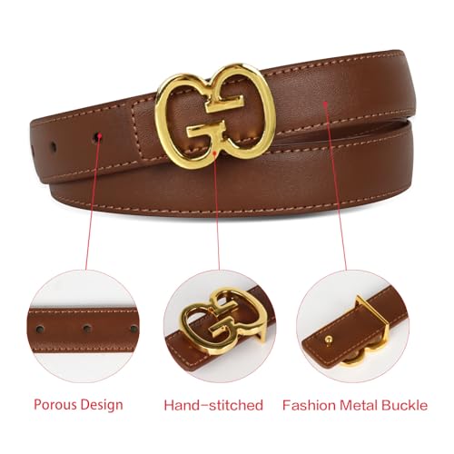 Image of Aurolran Women's Leather Belt with Buckle - Ideal for Dresses, Jeans, and Coats