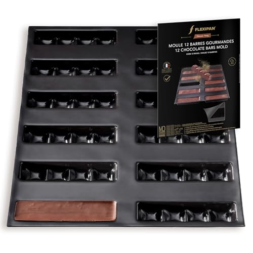 Flexipan Moule Silicone 12 Barres Gourmandes – Énergétiques, Chocolatées, Salées - Accessoire Encas Maison - Cuisson Uniforme, Démoulage Facile - Patisserie, Cuisine - Portion Individuelle