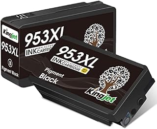 KINGJET 953XL Ink Cartridges for HP 953 953XL Black Ink New Chip High Yield for HP OfficeJet Pro 7740 8218 8710 8715 8718 8719 8720 8725 8728 8730 8740 7720 7730 8210 Printer (2 Pack)