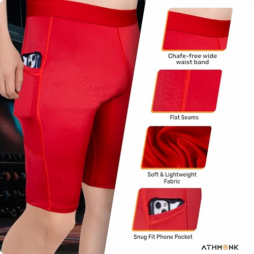 Image of 4-Way Lycra Compression Shorts for Men | Tight Skin Fit, Non Padded | Cycling Running Workout Gym Cricket Football Sports | Tummy Tuck Recovery Muscle Support | Quick Dry Anti-Chafe