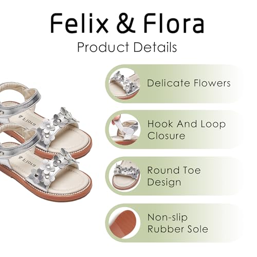 Image of Felix & Flora Toddler Girl Sandals - Little Girl Easter Dress Shoes Lightweight Open Toe Beach Holiday Flats