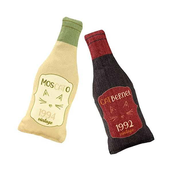 Wine bottle catnip toys for cats and kittens plush wine bottle - funny cat toy moscato and catbernet - cat nip toy for wine drinking cat moms and dads