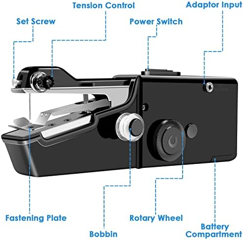 Sewing Machine, Mini Sewing Machines for Beginners, Handheld Sewing Machine, Cordless Portable Sewing Machine, Battery Powered, Quick Handy Stitch for Fabric, Clothing, Kid's Cloth Home Travel Use