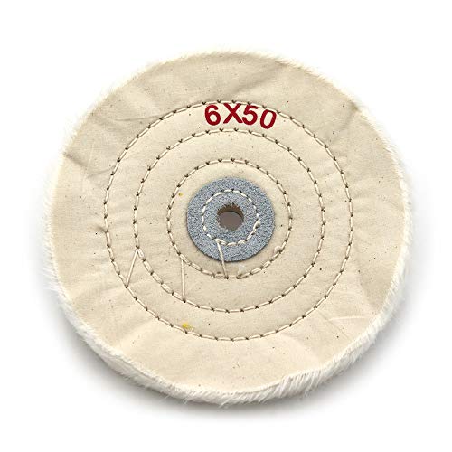 8 Inch Cloth Buffing Polishing wheel with 2/5 Inch Arbor Buffer Tool for Bench Grinder, White, 50 Ply