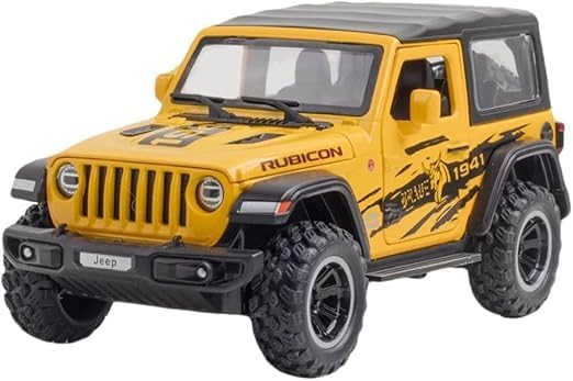 Image of Jeep Rubicon Diecast Car Model 1:32 Scale | Metal Pull Back Toy | Openable Doors Off Road Jeep SUV Toy | Diecast Jeep for Kids Boys & Girls | Birthday Gift (Colour as a per Stock)