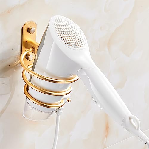 YWHWXB Bathroom Hair Dryer Holder, Spiral Blow Dryer Rack Wall Mounted Aluminum Holder (Gold) - Image 2