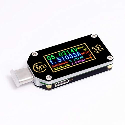 RD TC66 30V 5A Type-C Voltage Current Power Meter, PD Trigger, Charger Power Bank Tester, Color Digital LCD Display USB Tester(TC66)