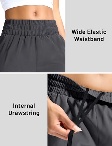 MIER Running Shorts for Women Quick Dry Mid Waisted Athletic Workout Gym Shorts with Mesh Liner, 4 Inch Inseam, 3 Pockets3
