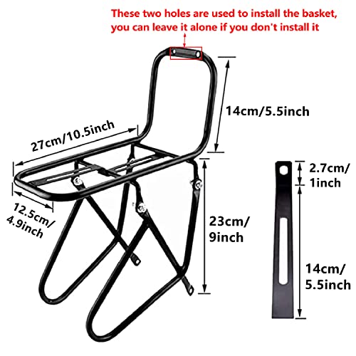 Bicycle Front Rack, Aluminum Alloy Luggage Touring Carrier Racks 15Kg Capacity Mountain Road Bike Pannier Rack Cycling Equipment Stand Footstock For Cargo Luggage Picnic Carrier Rack,Black 2 #TOP2