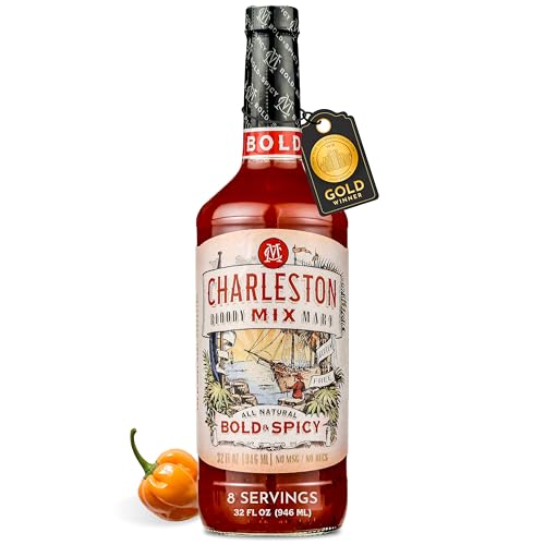 Charleston Mix - Premium Bold & Spicy Bloody Mary Mix with All Natural Flavors. 32oz Bottle - Award Winning Gluten Free Cocktail Mix