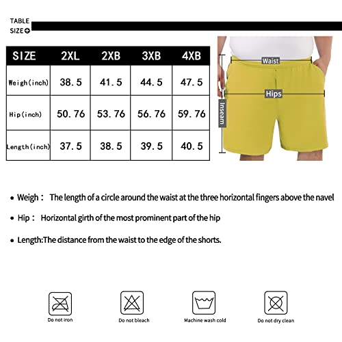 Rosemmetti 7 Inch Men's Athletic Shorts Big And Tall Dry Fit Running Sports Gym Workout Shorts With Zipper Pockets(2203918 Yellow/3Xlb) #TOP5