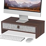 【Conception de Stockage à Double Couche】Le support d'ordinateur dispose d'une conception de stockage à double couche, offrant beaucoup d'espace pour vos biens. Le compartiment supérieur (avec tiroir): 38,6 × 22 × 5,7 cm, est idéal pour ranger des objets personnels. Le compartiment inférieur: 42,5 × 23,5 × 5,2 cm, accueille les éléments essentiels de bureau tels que les claviers et les souris, maintenant l'ordre tout en assurant un accès facile.