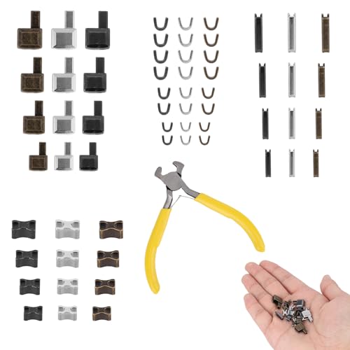 61pcs Metal Zipper Insertion Pin Repair Kit 4 Sizes #3#5#8#10 Zipper Latch Slider Stops Retainer Bottom Stopper for Jackets Coats Bags Backpacks Tents Replacement & DIY Sewing Fixer