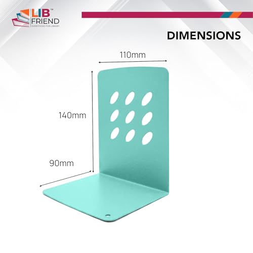 Image of LIBFRIEND Metal Non-Slip Bookends | Powder-Coated L-Shaped Book Holder for Desk, Office, Study Table and Library | Multicolour Options | Set of 2 (Mint, S)