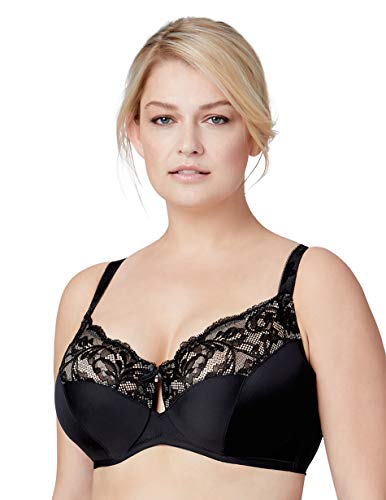 Bramour by Glamorise Women's Full Figure Plus Size Luxury Underwire Low Cut Keyhole Bra-Tribeca #7006