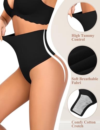 Image of Sarin Mathews Tummy Control Thong Shapewear for Women High Waisted Cotton Body Shaper Panties Underwears