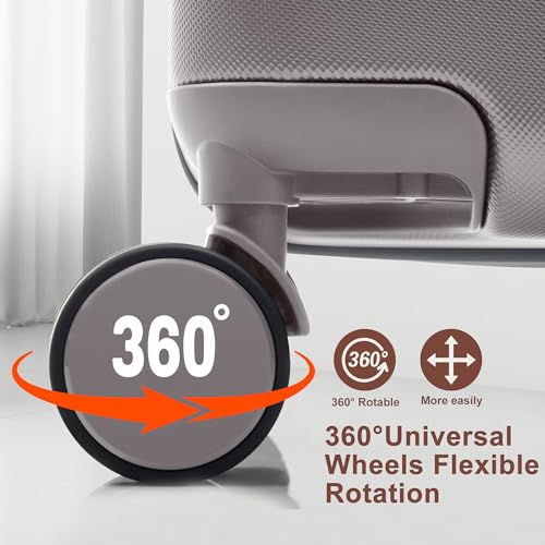 Travel Luggage Set, 3-Piece TSA Lock Suitcase Ensemble with 20, 24, and 28 Inch Sizes with 360° Spinner Wheels, Brown4