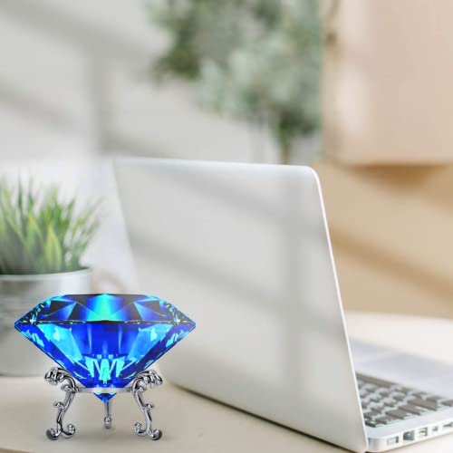 Diamant en cristal bleu clair de 3,15 pouces avec support pour table - 6
