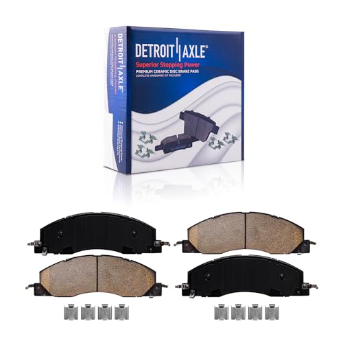 Image of Detroit Axle - Front Ceramic Brake Pads for 11-18 Ram 2500 3500, 09-10 Dodge Ram 2500 3500, 2009 2010 2011 2012 2013 2014 2015 2016 2017 2018 with Hardware Replacement