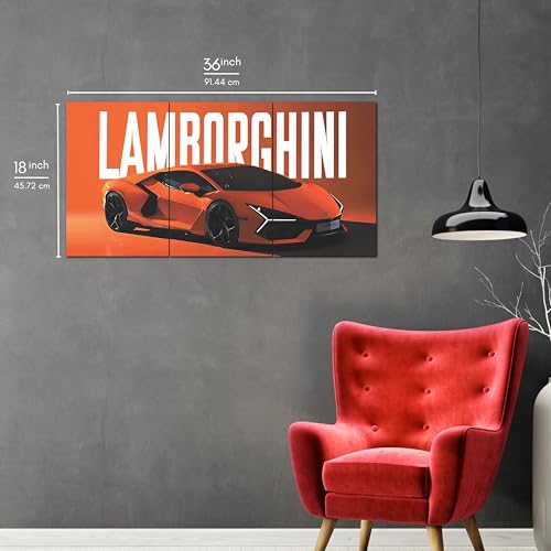 Image of Posternet Super Car Split Poster Set, 12 inch x 18 inch, Split Design Wall Decor Posters For Bedroom, Living Room, Office. (Lamborghini)