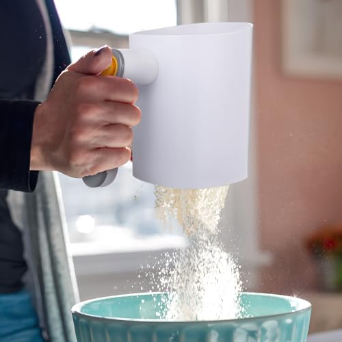 Flour Sifter For Baking, Electric Flour Sifter, Handheld Powder Shaker Strainer for Powdered Sugar, Cooking Pastry Baking Sifting Pastry Tools, Battery Operated Flour Sieve for Baking