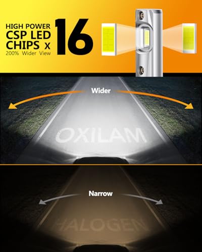 Image of OXILAM 9005 9006 LED Light Bulbs Combo, 6500K Cool White HB3 HB4 Bulbs, 11X Brighter Visibility, No Flicker, Plug and Play, IP68 Waterproof, Pack of 4