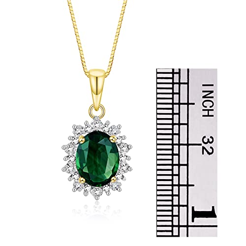 Image of Rylos Women's Yellow Gold Plated Silver Princess Diana Ring & Pendant Set. Gemstone & Diamonds, 9X7MM Birthstone. Matching Friendship Jewelry, Sizes 5-10.