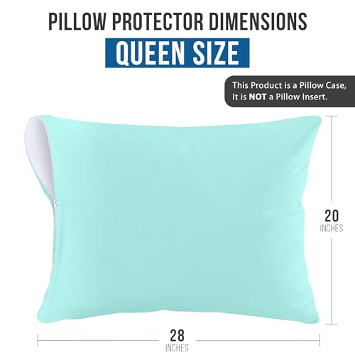 Image of Utopia Bedding Premium 100% Waterproof Pillow Protectors with Zipper Queen Size (Set of 2), Bed Bug and Dust Mite Proof Zippered Pillow Covers, Pillow Encasement Cases, Spa Blue