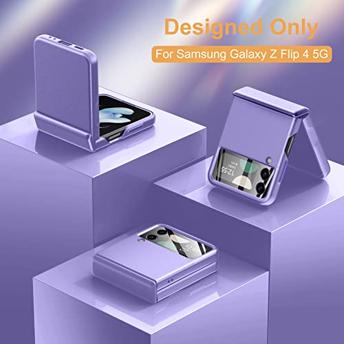 Leiau For Samsung Galaxy Flip 4 Case Full Cover Hinge Protection Slim Leather Case With Built-In Screen Metal Volume Key Protection Wireless Charging - Shockproof Protective Phone Case #TOP6