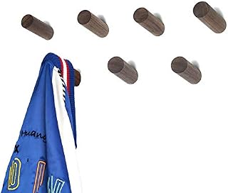 HomeDo 6Pack Wall Hooks Rack, Wooden Coat Hooks Wall Mounted, Entryway Hat Rack, Decorative Hooks Single Organizer Wall Hanger Hat Hook Towel Rack, Heavy Duty Hooks (Beech-8cm, 6Pack)
