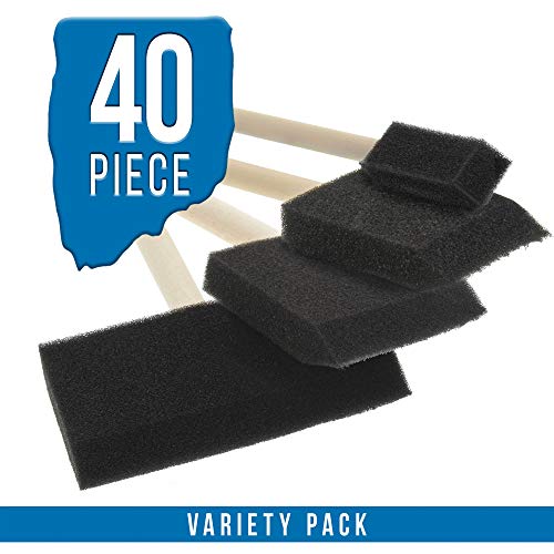 U.s. Art Supply Variety Pack Foam Sponge Wood Handle Paint Brush Set (Value Pack Of 40 Brushes) - Lightweight, Durable And Great For Acrylics, Stains, Varnishes, Crafts, Art #TOP2