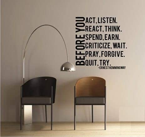 Ernest Hemmingway Quotes Wall Sticker, Wall Arts Home Décor Wall Decals, 70x70 cm by Spoil Your Wall
