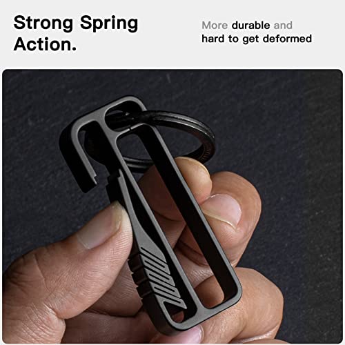 Tisur Belt Loop Keychain,Premium Titanium Belt Key Chain,Key Holder Belt Clip With Detachable Key Ring And D-Ring For Men(Bk3) #TOP6